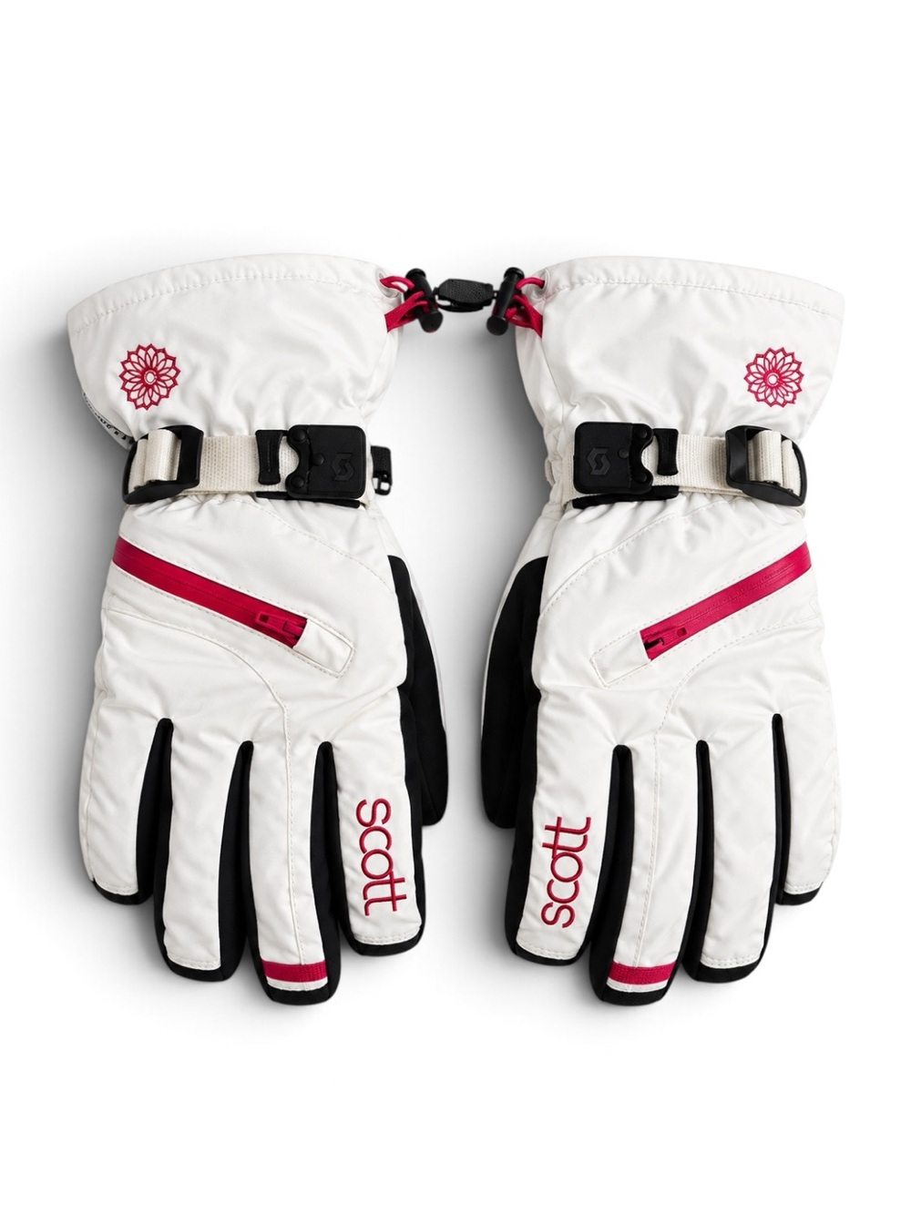 Scott Waterproof Insulated Ski Snow Gloves White Red Black Medium Size 7